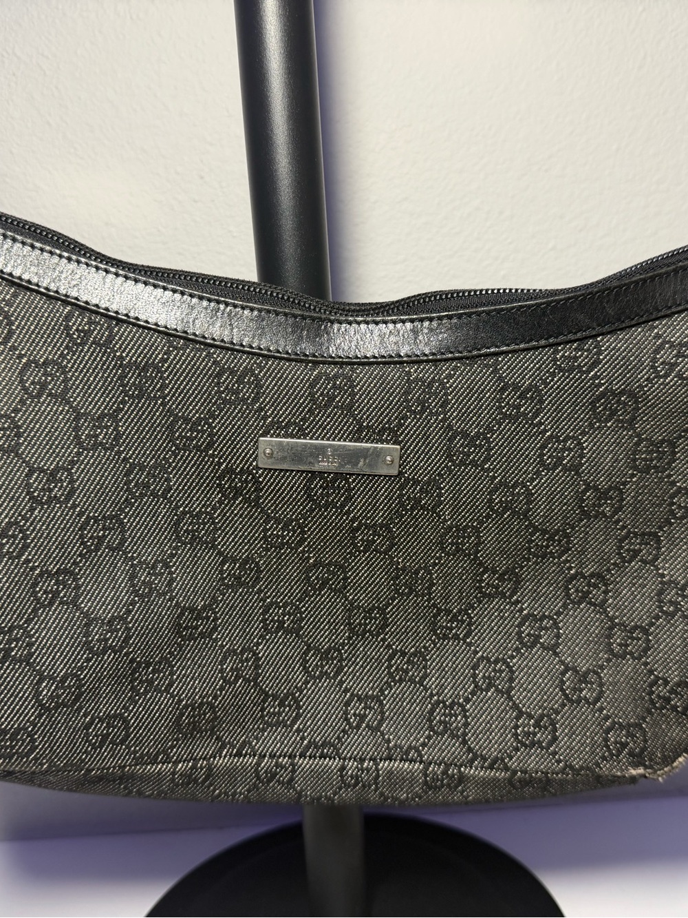 Gucci Black Denim Adjustable Strap Bag with Silver Hardware and COA - Picture 14 of 16